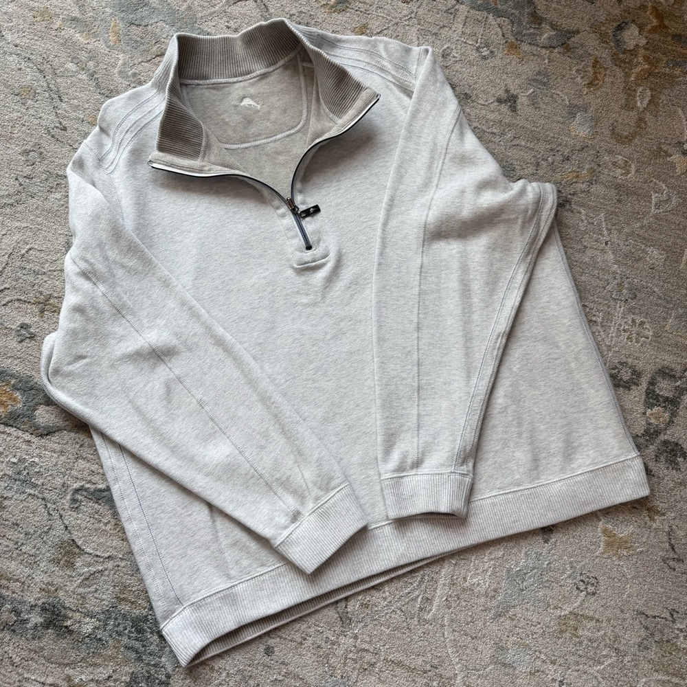 Tommy Bahama Light Gray Quarter-Zip Pullover